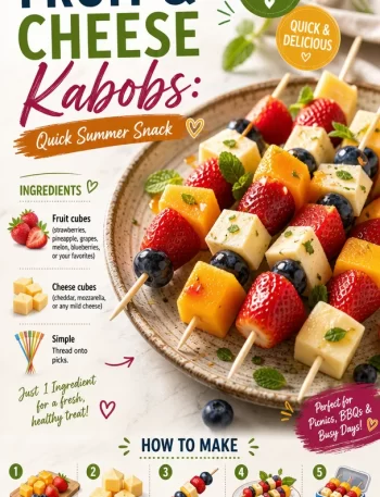 Colorful Fruit Cheese Kabobs with assorted fruits and cheeses on skewers