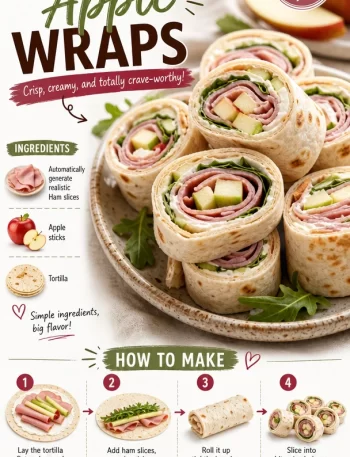 Delicious Ham & Apple Wraps served on a platter.