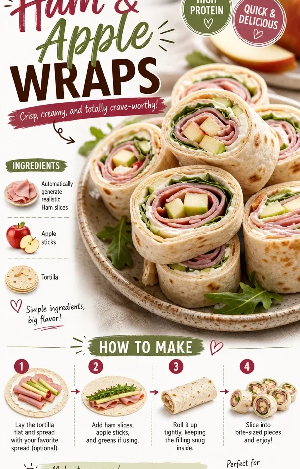 Delicious Ham & Apple Wraps served on a platter.