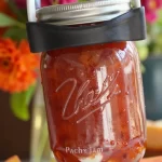 Easy honey-sweetened strawberry peach jam in a jar