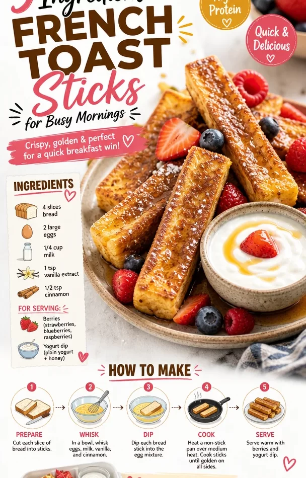 Delicious French toast sticks ready to enjoy for a quick breakfast