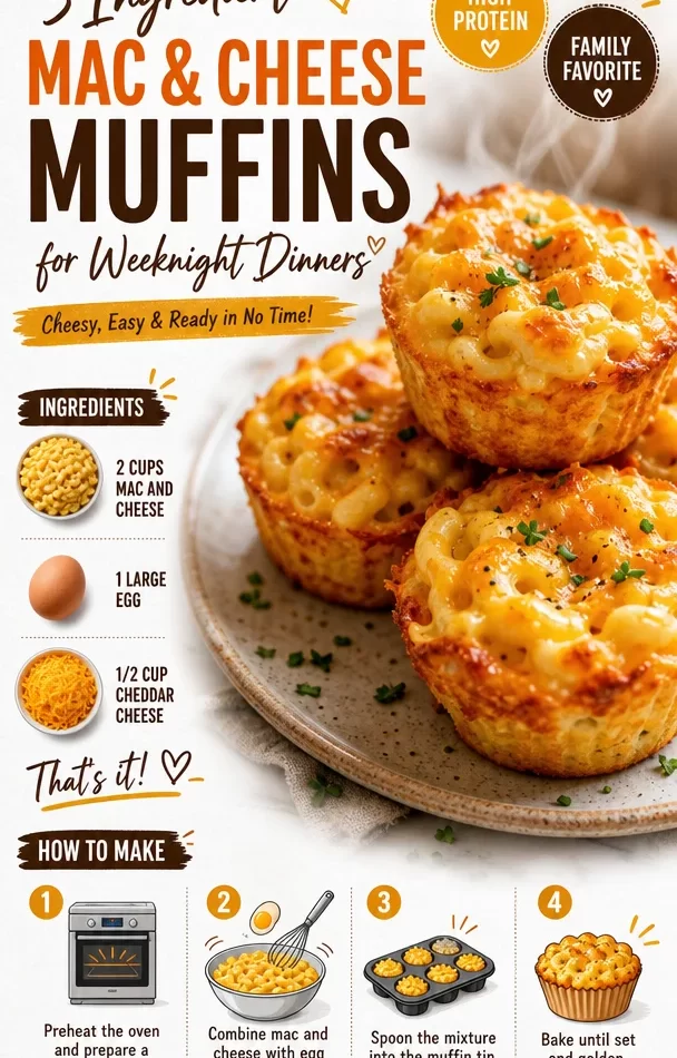 Baked Mac & Cheese Muffins served in a muffin pan