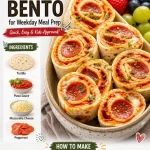 Colorful ingredient pizza pinwheel bento box for meal prep