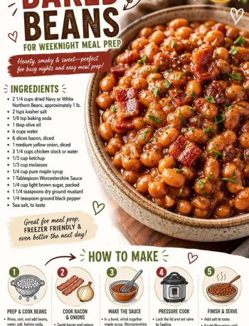 Instant Pot baked beans prepared for a weeknight meal prep.