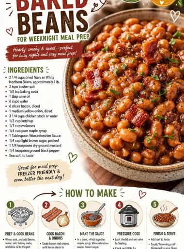 Instant Pot baked beans prepared for a weeknight meal prep.