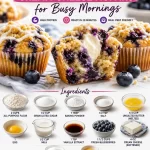 Make-ahead blueberry cream cheese muffins for breakfast on busy mornings.
