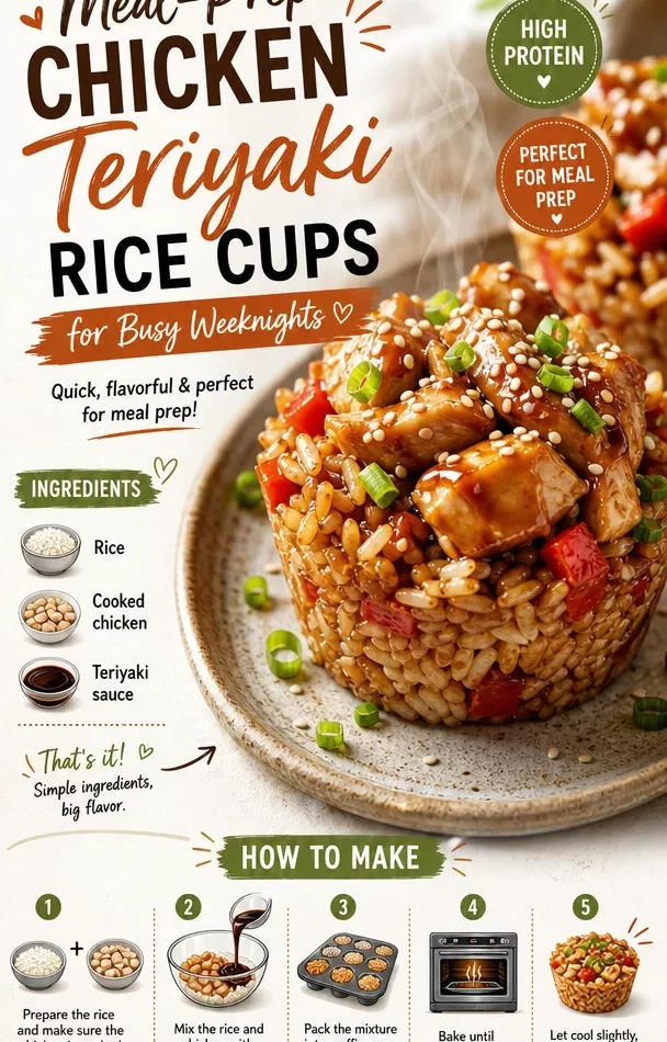 Meal-prep chicken teriyaki rice cups for easy weeknight dinners
