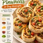 Delicious mini taco pinwheels on a plate, ready for meal prep.