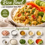 Min Coconut Chicken Rice Bowl recipe for easy weeknight meal prep