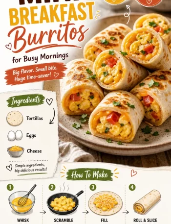 Mini breakfast burritos ready for a quick morning meal