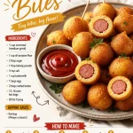 A plate of mini corn dog bites served with dipping mustard