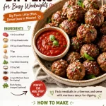 Plate of mini meatball dippers served with dipping sauce for easy weeknight meals.