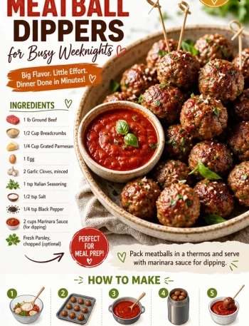 Plate of mini meatball dippers served with dipping sauce for easy weeknight meals.
