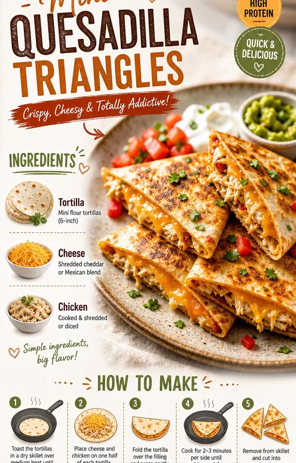 Mini quesadilla triangles served with dipping sauce