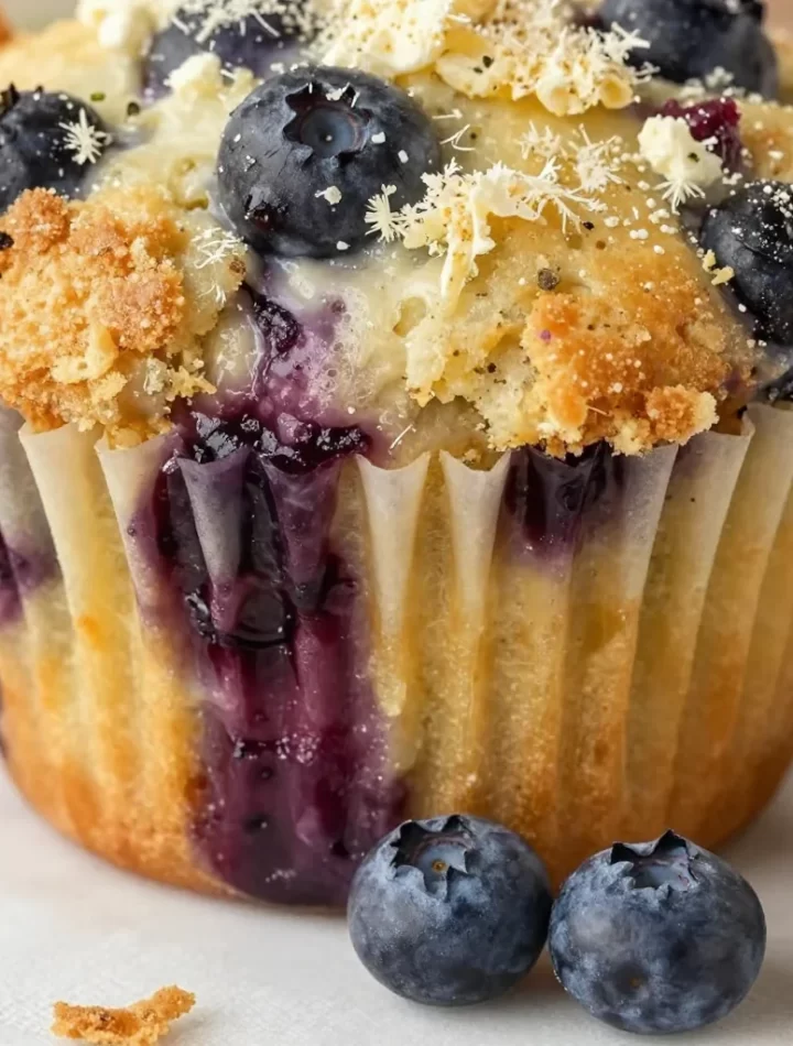 Delicious Minute Blueberry Cream Cheese Muffins made in one bowl