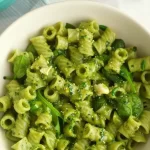Easy cheesy spinach pasta sauce for toddlers, ready in minutes.