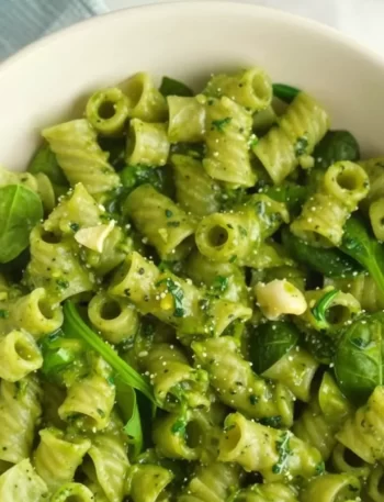 Easy cheesy spinach pasta sauce for toddlers, ready in minutes.