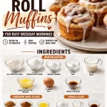 Delicious cinnamon roll muffins on a plate, perfect for quick weekday breakfasts.