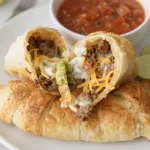 Minute crispy cheesy taco sticks served on a plate