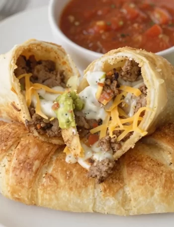 Minute crispy cheesy taco sticks served on a plate