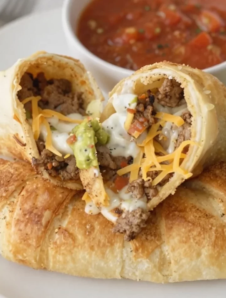 Minute crispy cheesy taco sticks served on a plate