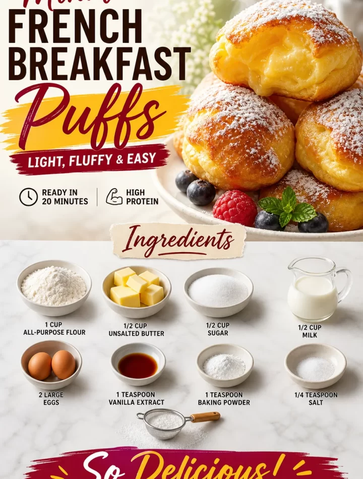 Light and fluffy French breakfast puffs served on a plate