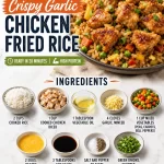 High-Protein Crispy Garlic Chicken Fried Rice served in a bowl with garnishes.