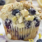 Quick and fluffy lemon blueberry muffins fresh out of the oven