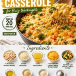 One-pan chicken rice casserole ready in minutes for a perfect weeknight meal