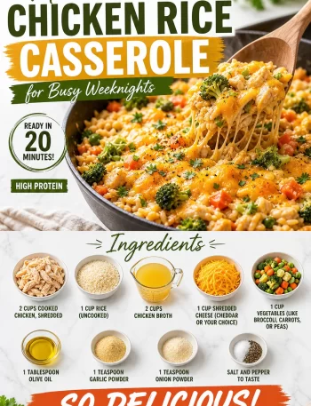 One-pan chicken rice casserole ready in minutes for a perfect weeknight meal