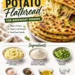 Delicious vegan potato flatbread served with fresh herbs on a plate.