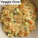 Healthy Minute Veggie Orzo dish for toddlers, colorful and nutritious