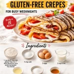 15-minute gluten-free crepes served on a plate with berries and syrup