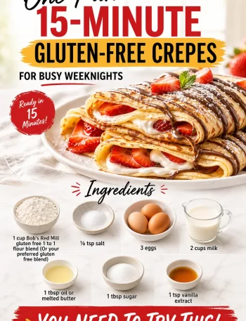 15-minute gluten-free crepes served on a plate with berries and syrup