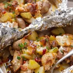One-pan chicken and potato foil packs ready for a weeknight dinner