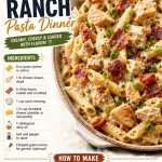 One-Pan Chicken Bacon Ranch Pasta Dinner in a skillet with chicken, bacon, and pasta