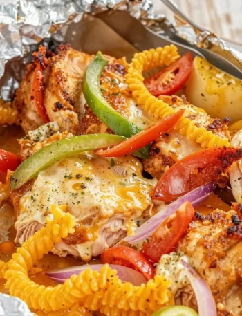 Delicious one-pan foil-pack chicken dish ready to serve for a hassle-free dinner