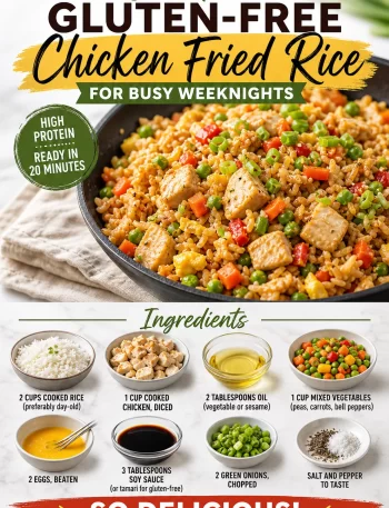 One-Pan Gluten-Free Chicken Fried Rice dish with vegetables and chicken