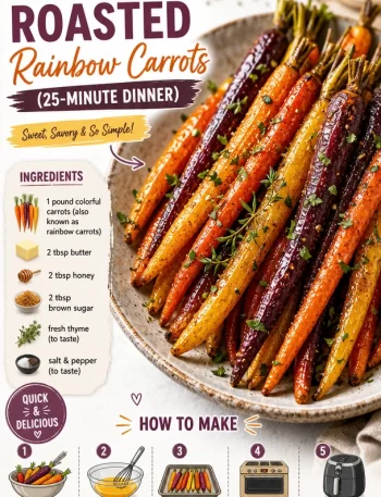 One-Pan Honey Roasted Rainbow Carrots served on a plate