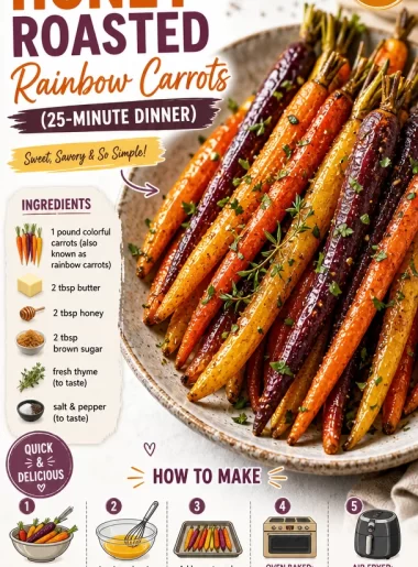 One-Pan Honey Roasted Rainbow Carrots served on a plate