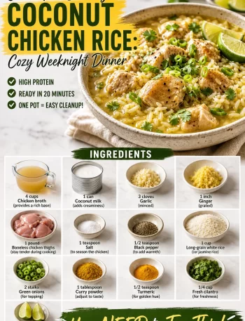 One-pot brothy coconut chicken rice dish served with herbs