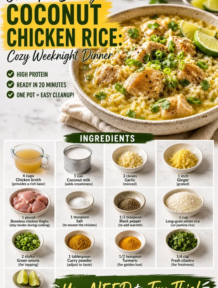 One-pot brothy coconut chicken rice dish served with herbs