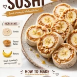 Delicious PB banana sushi rolls with bananas and peanut butter