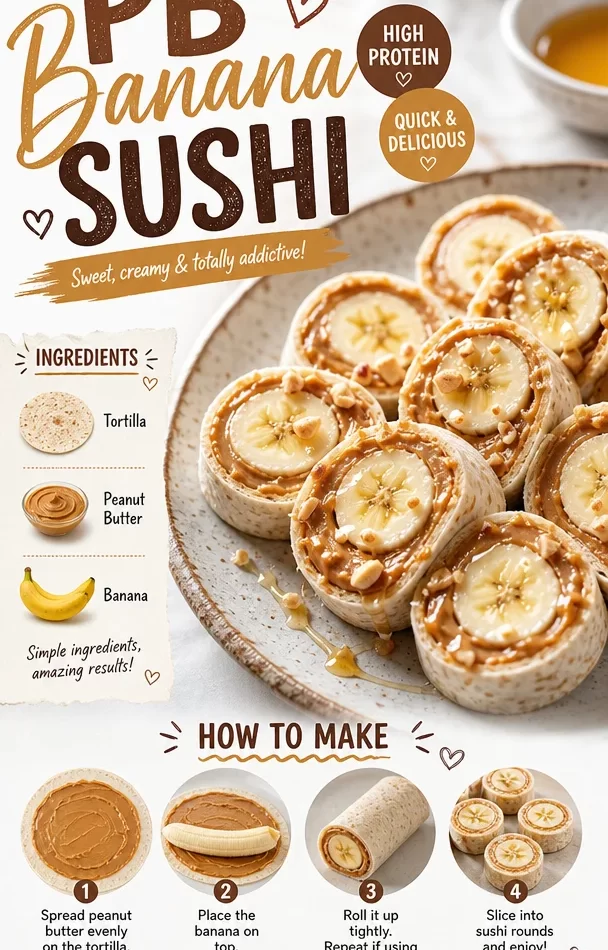 Delicious PB banana sushi rolls with bananas and peanut butter