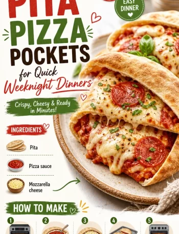 Pita pizza pockets filled with cheese and toppings for a quick dinner