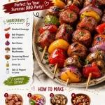 Delicious sausage kabobs grilled for a summer BBQ party