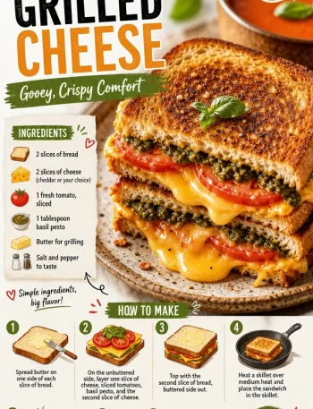 Delicious Tomato Grilled Cheese sandwich with crispy edges and gooey cheese