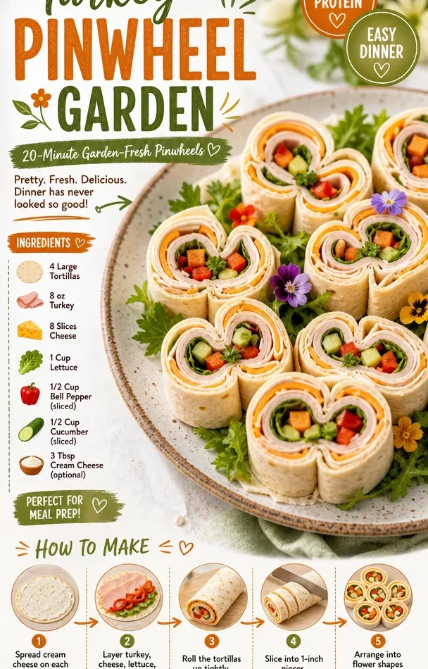 Delicious Turkey Pinwheel garden-fresh snacks served on a platter.