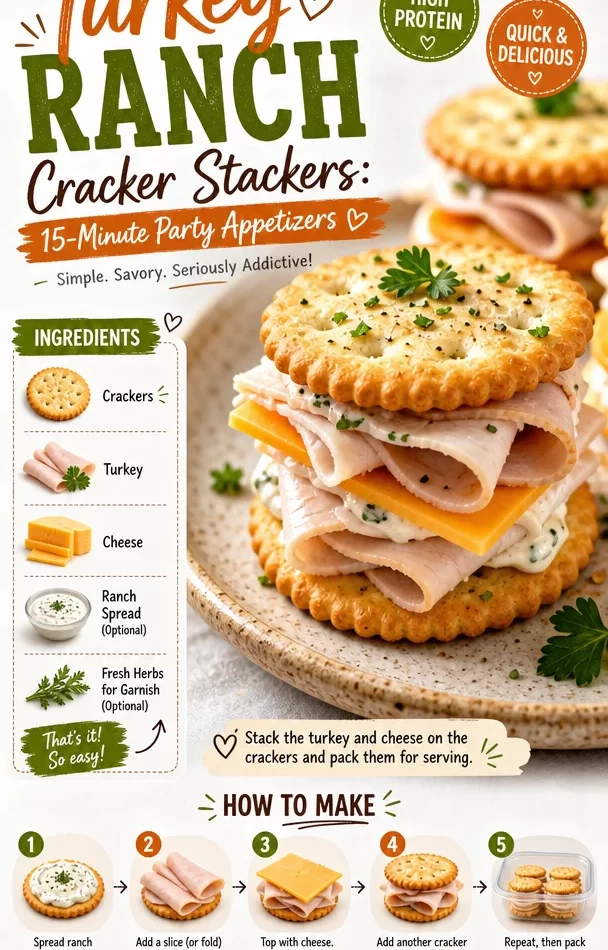 Turkey Ranch Cracker Stackers appetizer for parties