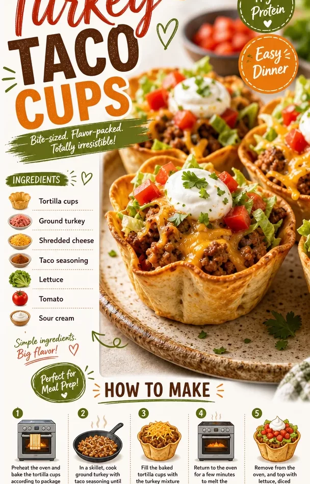 Delicious Turkey Taco Cups served on a plate, topped with fresh ingredients.